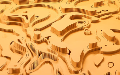 Wave pattern paper cut background, 3d rendering.