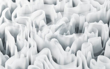 Obraz premium Wave pattern paper cut background, 3d rendering.