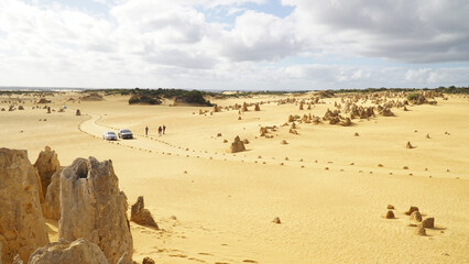 Yellow sand and sand stone rocks in the Pinnacles Desert near Perth, Western Australia.