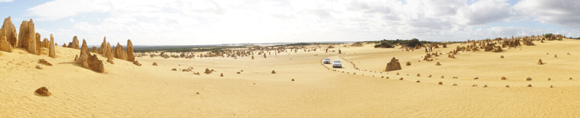 Yellow sand and sand stone rocks in the Pinnacles Desert near Perth, Western Australia.