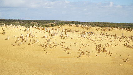 Yellow sand and sand stone rocks in the Pinnacles Desert near Perth, Western Australia.