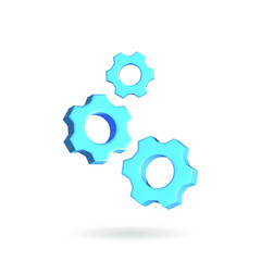 3D Rendering gears icon on a white background