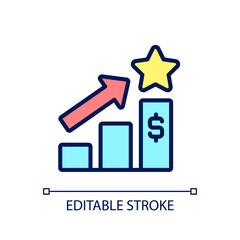 Sales bonus pixel perfect RGB color icon. Compensation plan. Monetary incentive. Forecast financials. Isolated vector illustration. Simple filled line drawing. Editable stroke. Arial font used