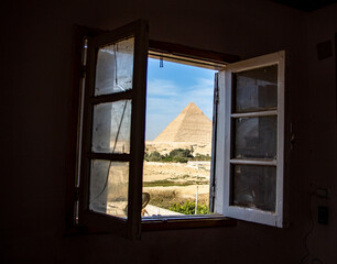 Great Pyramid of Giza from my window, Cairo, Egypt