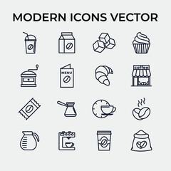 Coffee, coffee house set icon symbol template for graphic and web design collection logo vector illustration