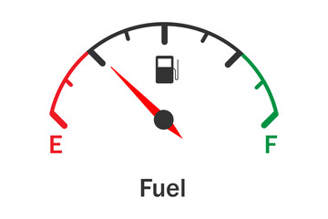 Fuel gauge icon. Meter full tank car symbol. Sign indicator dial dashboard gasoline vector.