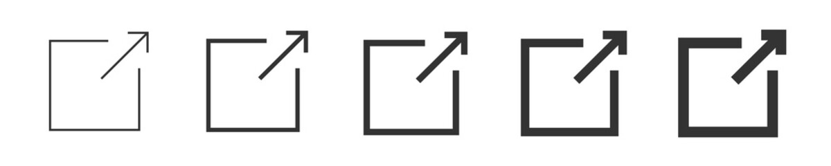 New page link icon. Square and arrow symbol. Sign share internet vector.