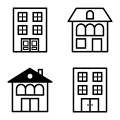 Houses Flat Icon Set Isolated On White Background