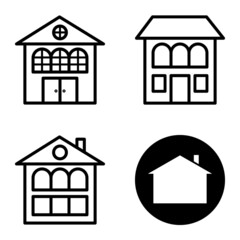 Houses Flat Icon Set Isolated On White Background