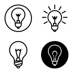 Lightbulbs1-3 Flat Icon Set Isolated On White Background