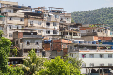 Fototapeta na wymiar blue hill favela in the flamengo district in Rio de Janeiro.