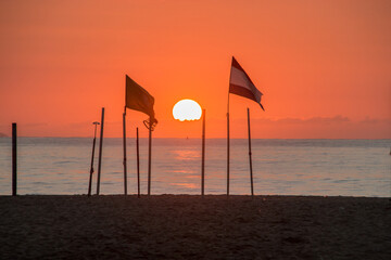 Sunrise at Copacabana Beach in Rio de Janeiro.