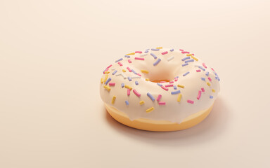 Sweet donuts, bakery dessert, 3d rendering.