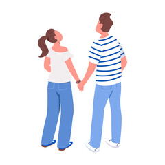 Couple going on tropical vacation semi flat color vector characters. Standing figures. Full body people on white. Beach outfits simple cartoon style illustration for web graphic design and animation