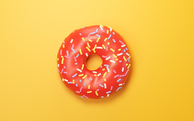 Sweet donuts, bakery dessert, 3d rendering.