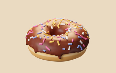 Sweet donuts, bakery dessert, 3d rendering.
