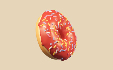 Sweet donuts, bakery dessert, 3d rendering.