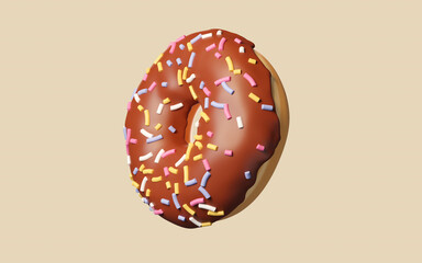 Sweet donuts, bakery dessert, 3d rendering.