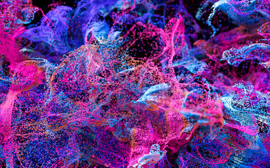 Wave pattern particles, abstract particle background, 3d rendering.