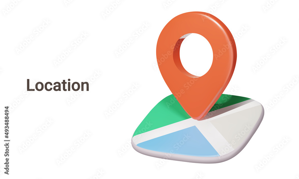 Poster map. location on the map. pin. isolated 3d object on a transparent background