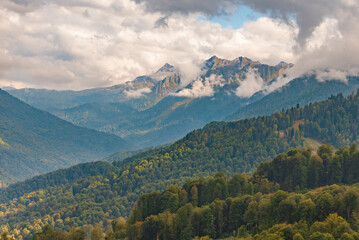 Naklejka premium Autumn in the mountains of the Caucasus.