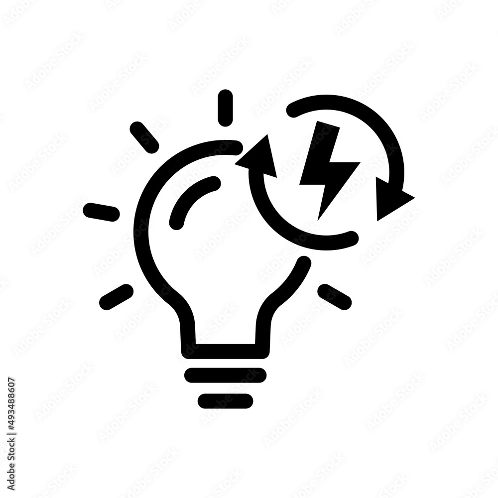 Poster light bulb with electric in circle. line icon style. suitable for renewable energy icon. simple desi