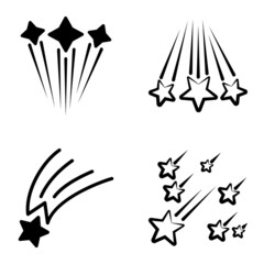 Starfall Flat Icon Set Isolated On White Background