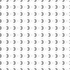 Square seamless background pattern from black moon astrological symbols are different sizes and opacity. The pattern is evenly filled. Vector illustration on white background