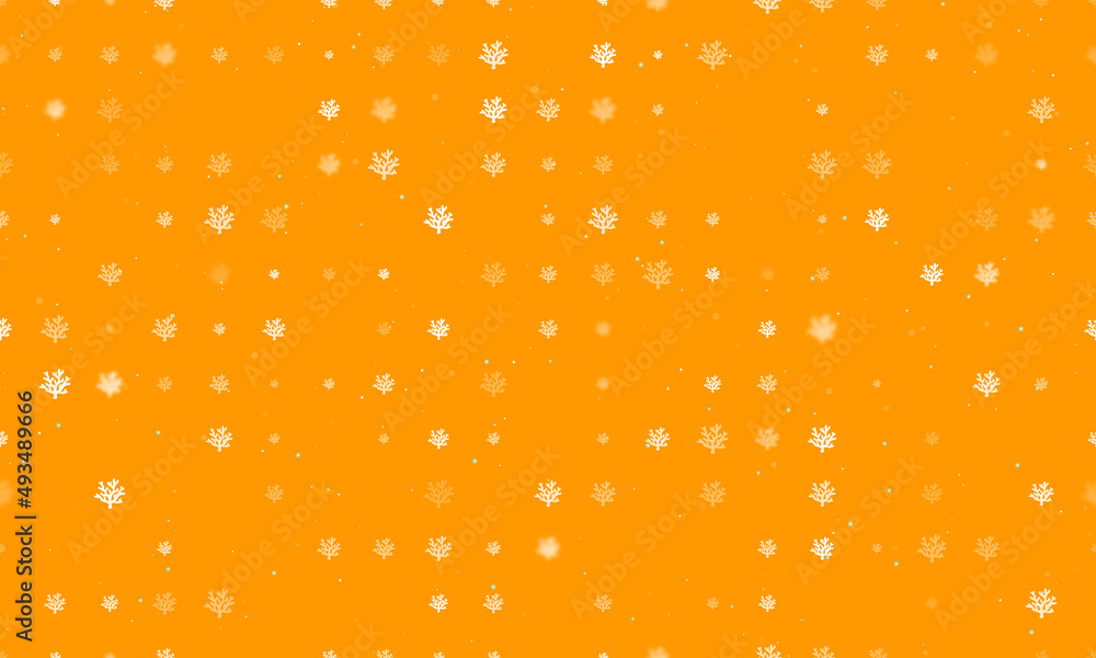 Poster seamless background pattern of evenly spaced white coral symbols of different sizes and opacity. vec