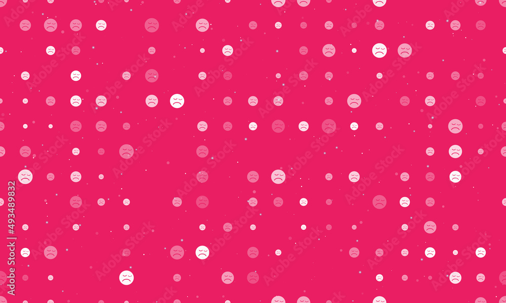 Poster seamless background pattern of evenly spaced white depression symbols of different sizes and opacity