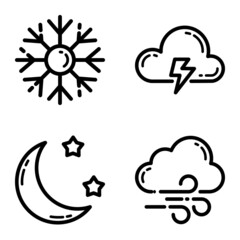 Weather Flat Icon Set Isolated On White Background