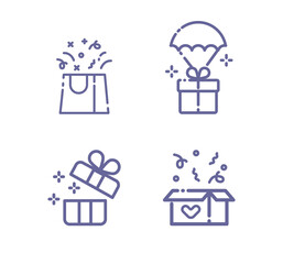 Gift box or present line icon set