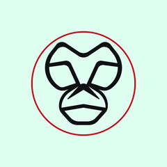 Monkey circle logo design in illustrator. Vector monkey face logo in EPS 10