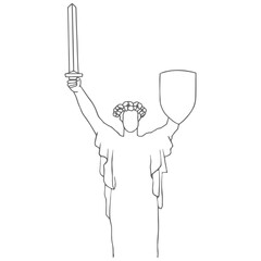 Grey Mother Motherland monument in Kiev, Ukraine icon isolated on white background.