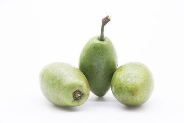 three green olive isolated on white background
