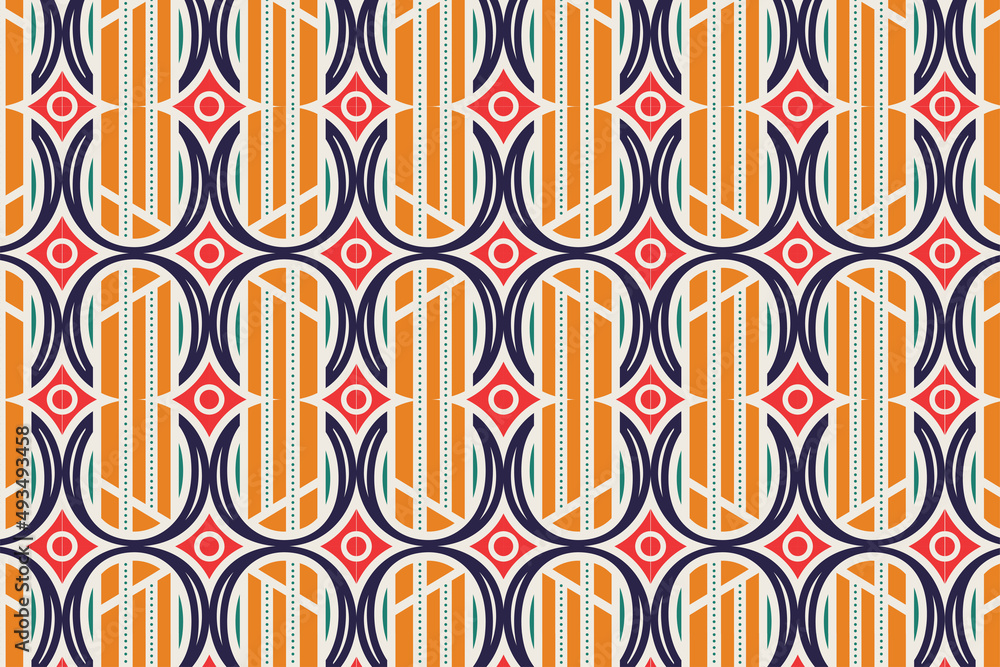 Poster abstract modern seamless pattern design template using bold colors. combination of rectangle and cir
