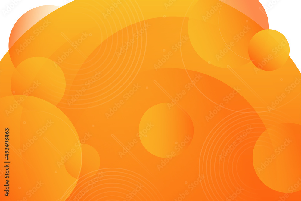Poster minimal geometric background. orange yellow gradient elements with circle fluid gradient. dynamic sh