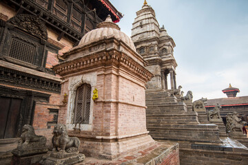 Kathmandu,Nepal - April 20,2019: Bhaktapur Durbar Square is royal palace of the old Bhaktapur Kingdom and it is declares of UNESCO World Heritage Sites.