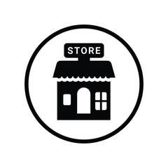 Store, shop, market icon. Black vector illustration.
