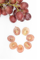 Grapes designed isolated on white. With clipping path.top view