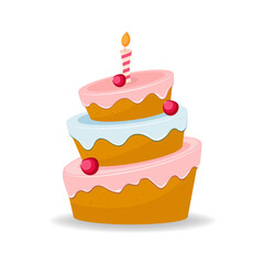 Birthday cake with candles vector isolated illustration
