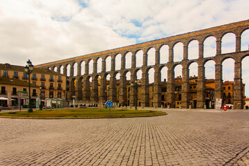 Acueducto de Segovia, en Castilla León, España.