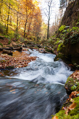 Obraz premium View of the mountain river. Beautiful autumn landscape. 