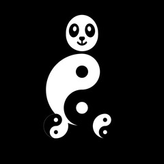 yin yang panda, vector logo or symbol