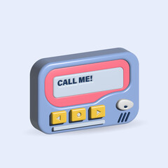 Pager 3D illustration on blue background.
