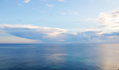 Beautiful gradient shade of blue ocean and sky in Ly Son Island, Vietnam.