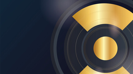 Abstract golden light circle lines effect on black background