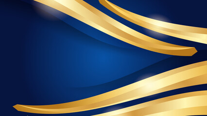Abstract luxury blue and gold background with waves