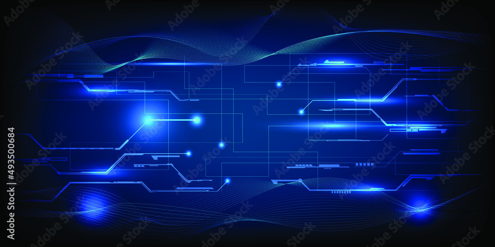 Aufkleber vector illustrations of futuristic digital and innovation technology with hi-tech line, dynamic wave