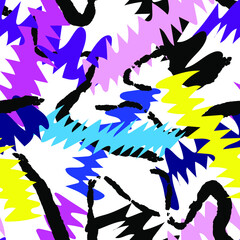 Obraz premium Urban seamless pattern with chatic curved elements and grunge wave lines